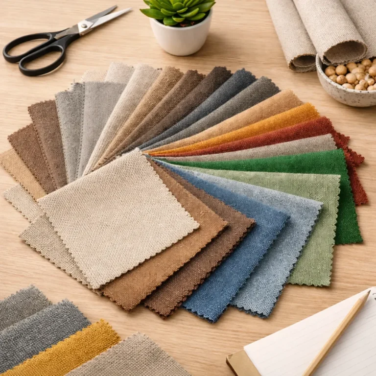 Próbki tkanin obiciowych do mebli, z których korzysta firma Ozzi Desing Producent mebli tapicerowanych ma wymiar